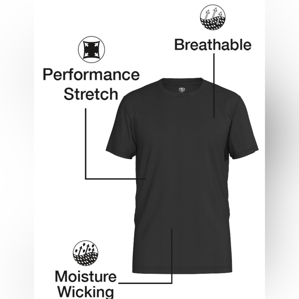 Athletic Works Men's Polymesh Crewneck T-Shirt, 3-Pack - Picture 7 of 7